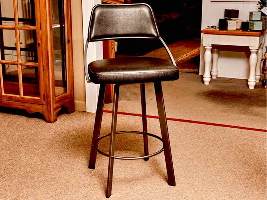 Set Of 4 Tricia Inc. Canada Pebble Leather Steel Legs Swivel  Counter Stools