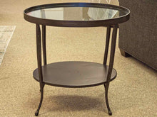 Black Metal Oval Side Table with Glass Top