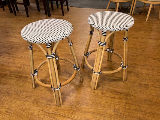 Pair of Serena & Lily 'Riviera' Backless  Counter Stools