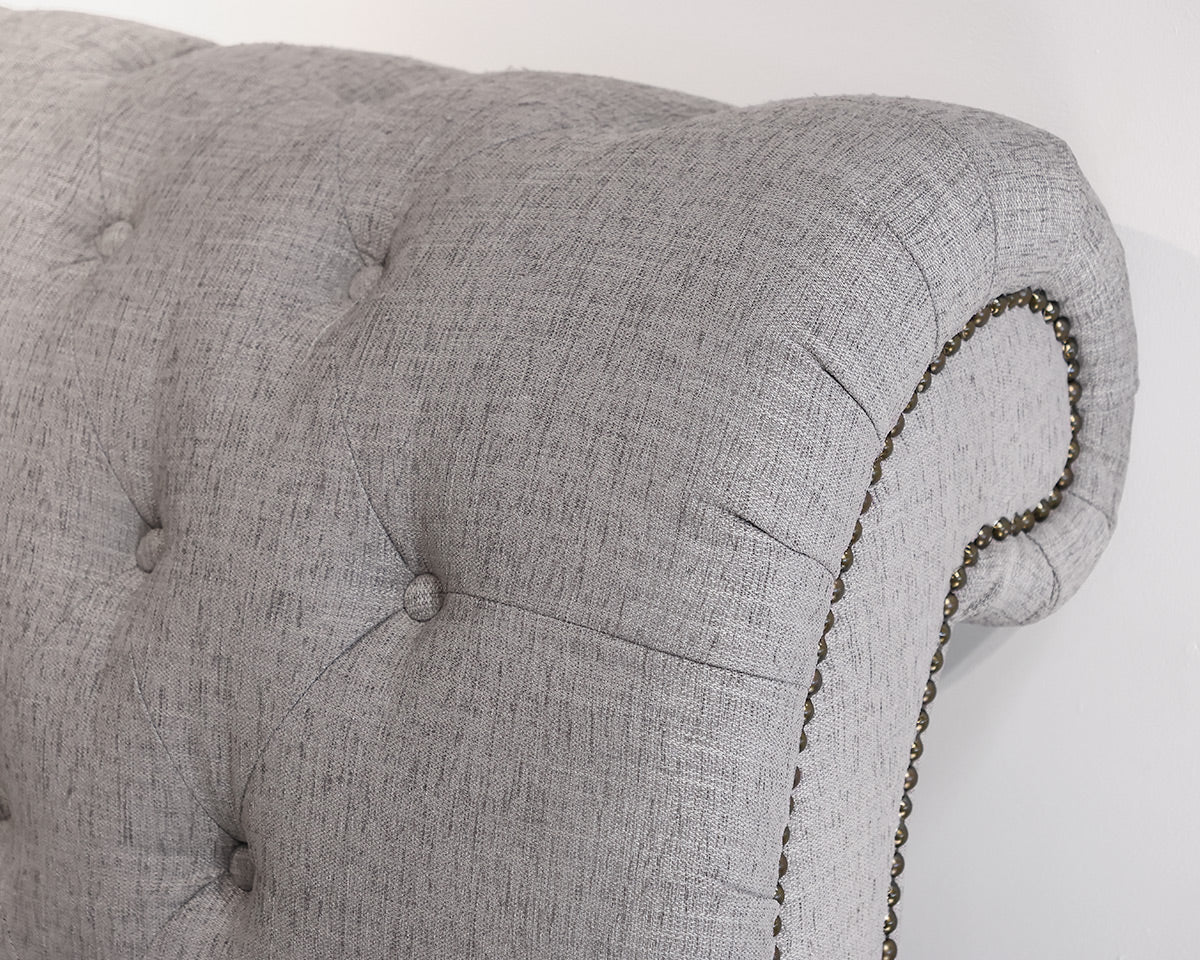 King Gray Tufted Sleigh Bed