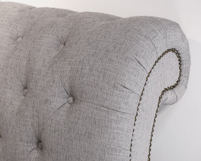 King Gray Tufted Sleigh Bed