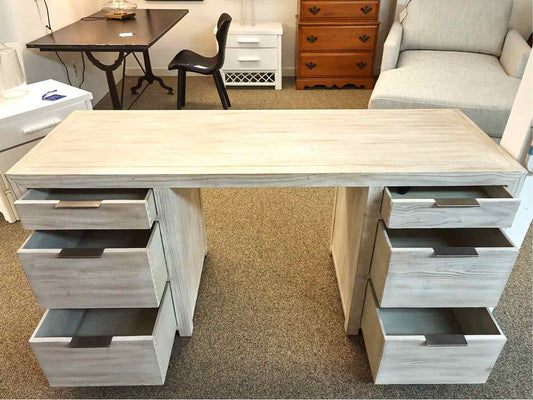 RH Laguana Whitewash Desk w/ 6 Drawers