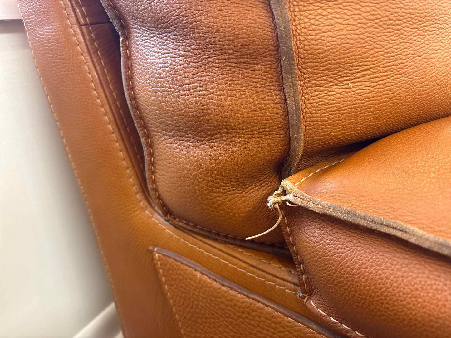 Roche Bobois 'Ascot' Cognac Leather Sofa