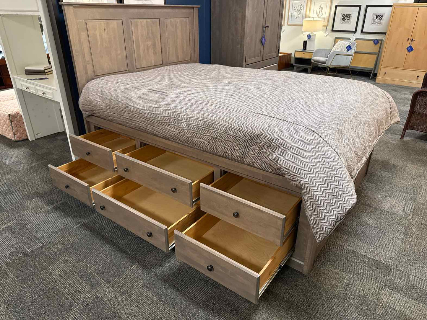 Nine Drawer Queen Storage Bed