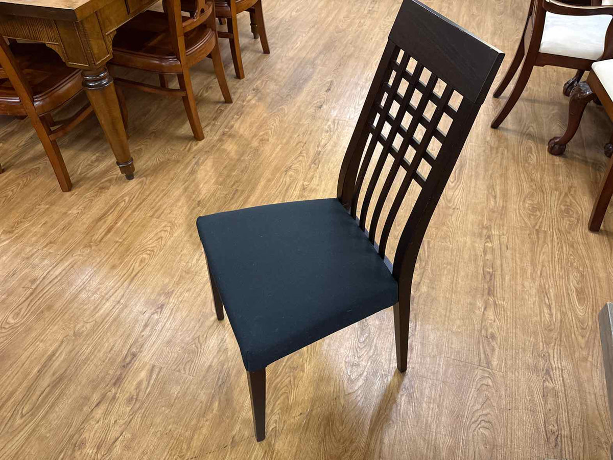 Calligaris Espresso Glass Top Dining Table & Set of 4 Trellis Back Chairs