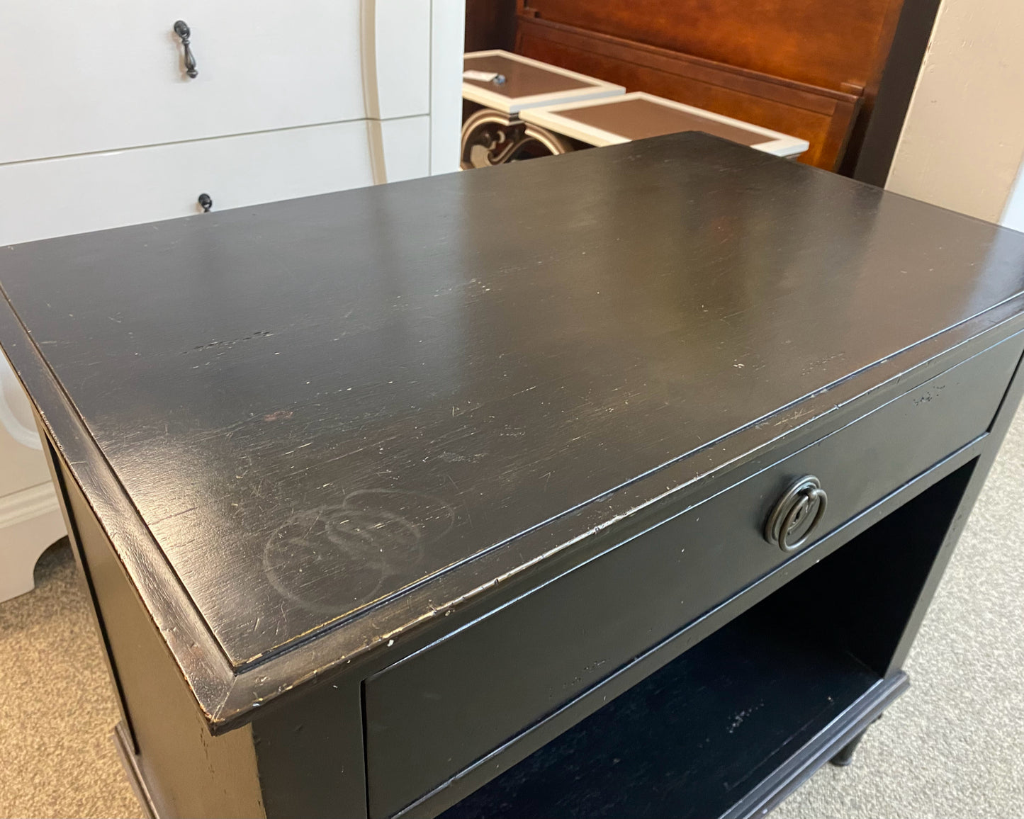 'Maison' Black 1 Drawer Nightstand with Open Storage