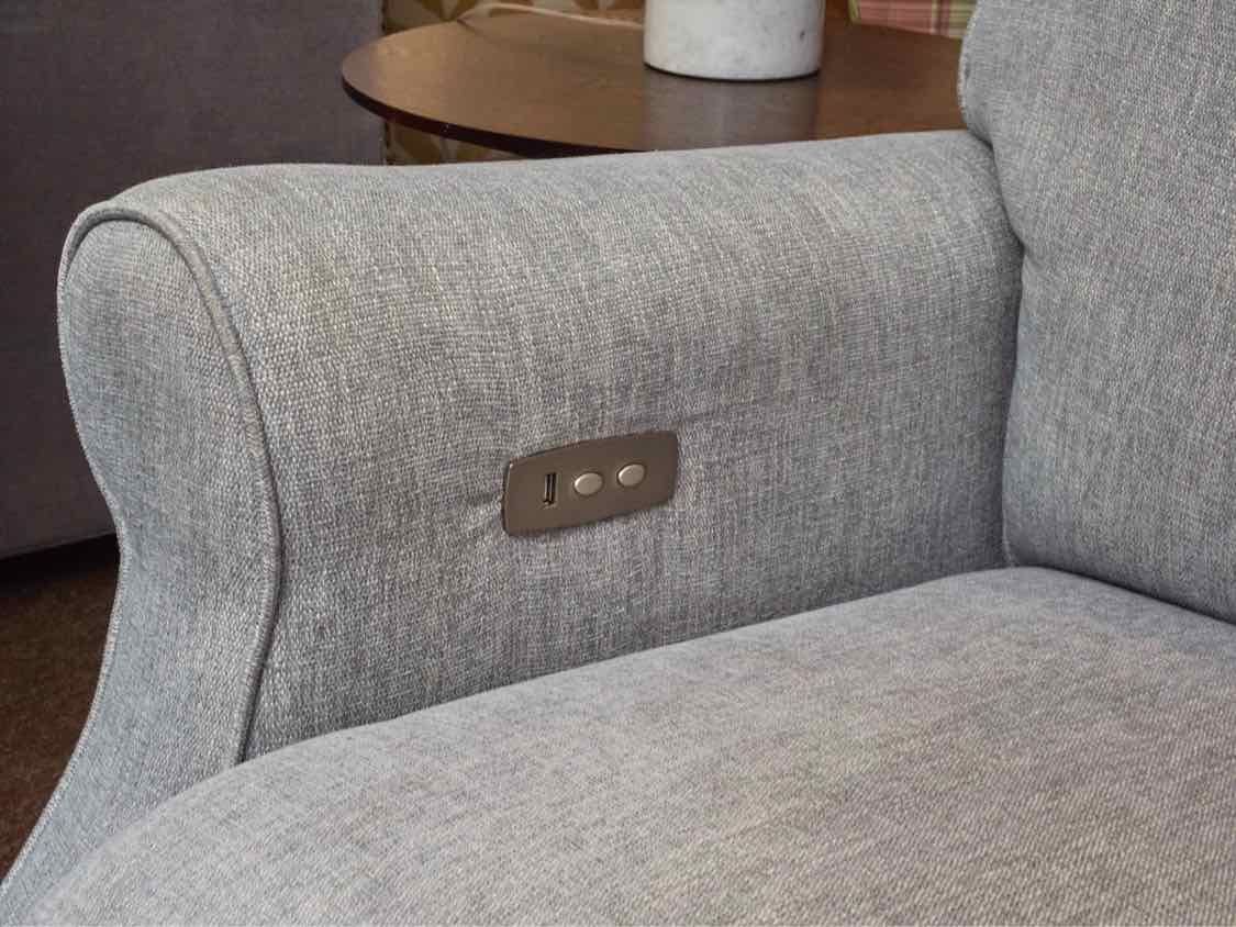 Zhejiang Home Silver Gray Upholstered 3 Cushion 2 Seat Power  Recliner Sofa