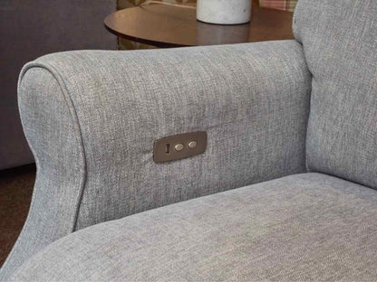 Zhejiang Home Silver Gray Upholstered 3 Cushion 2 Seat Power  Recliner Sofa