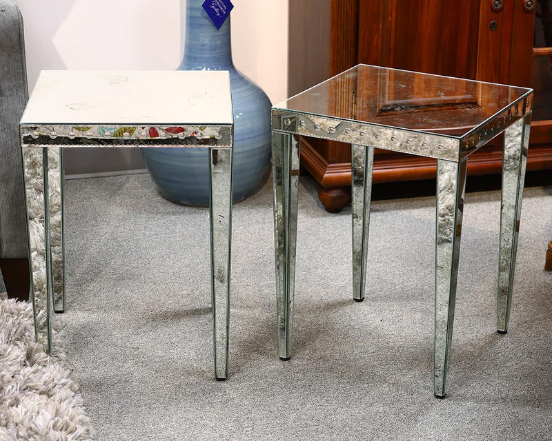 Pair of MG+BW  Mirrored Side Tables
