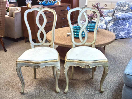 Pair of Rustic Cream Side Chairs