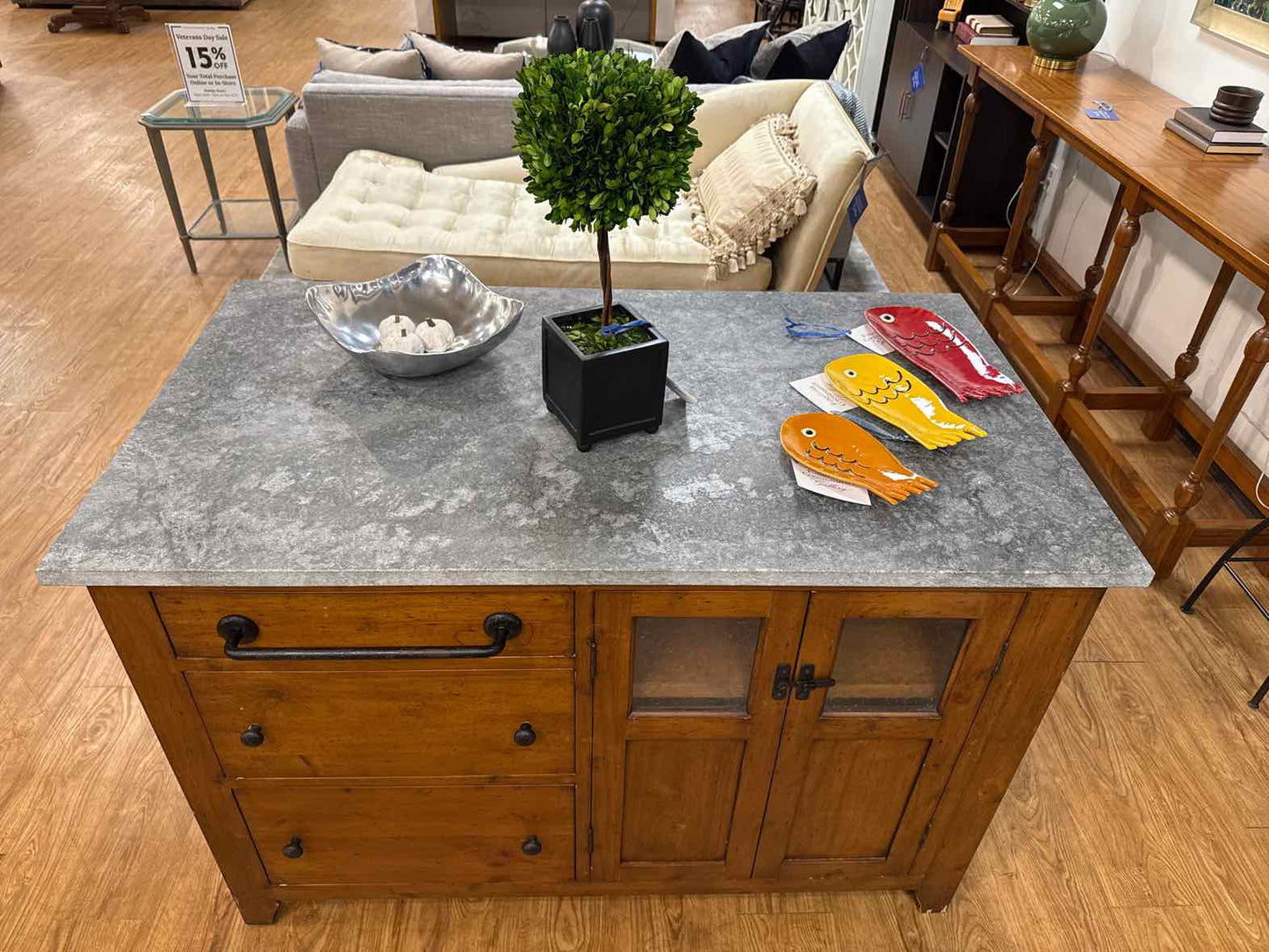 Distressed Pine Kitchen Island