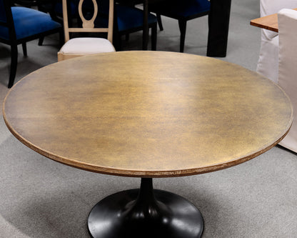 Arhaus 'Powell' Round Brass Clad Topped Dining Table