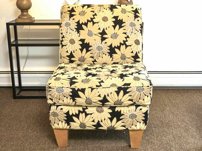 La-Z-Boy Black & Cream Floral Upholstered Armless  Chair
