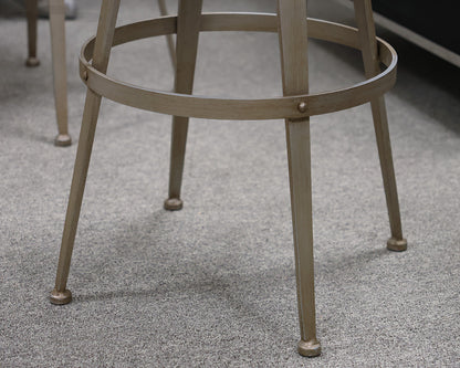 Set of 3 Charleston Forge Aires Swivel Bar Stools with Grey Linen Seats