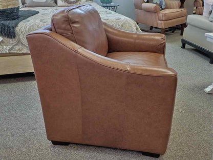 Pair of Craftmaster Saddle Brown Embossed Leather Chairs