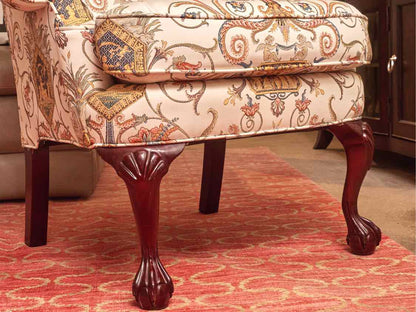 Pair of Statesville Chair Company Upholstered Wing Chairs with Center Medallion