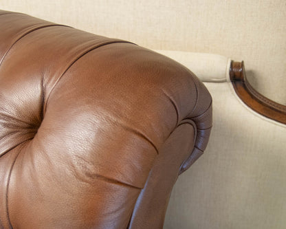 Ethan Allen 'Shaw' Leather Arm Chair & Ottoman