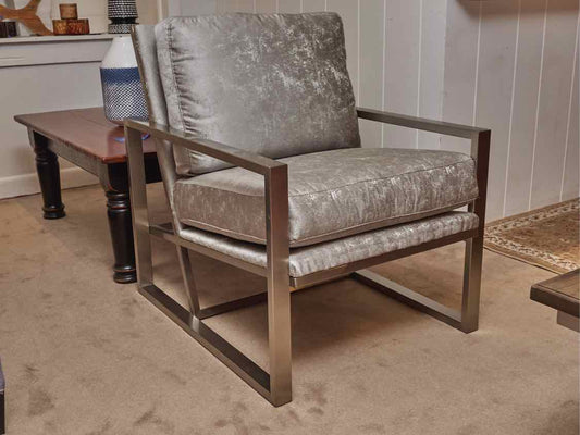 Rachael Ray Home Chrome Metal Frame 'Silver Pewter' Upholstered Cushions Chair