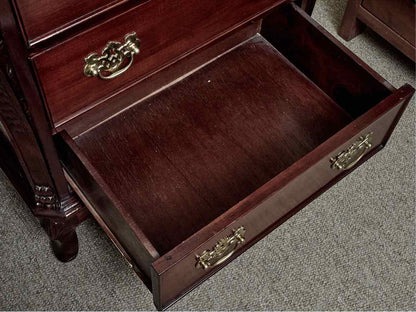Pair of Mahogany Chippendale Style 3 Drawer Nightstands