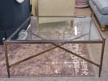 Square Cocktail Table with Glass Top on Brass Finish Metal Frame