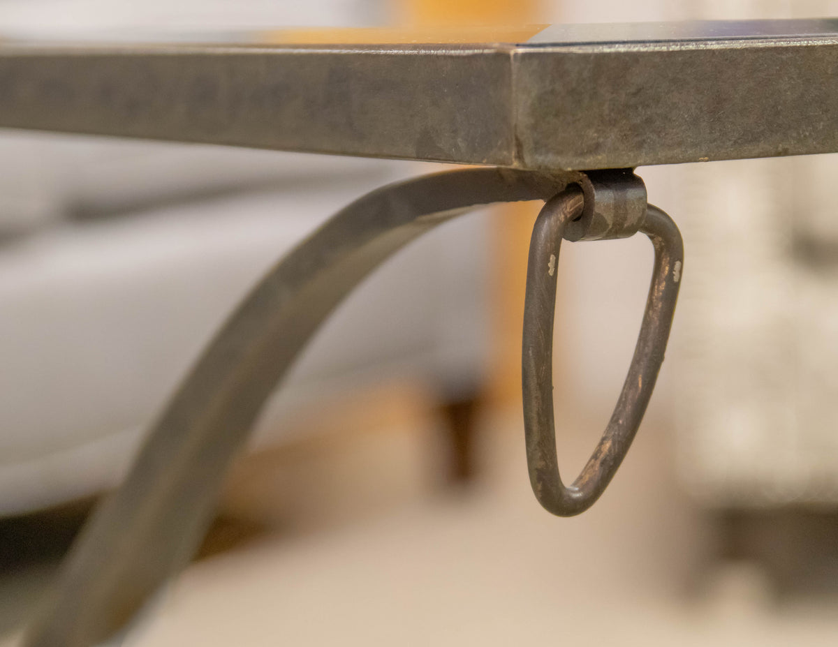 Barbara Barry for Baker Glass Top Cocktail Table With Iron Base