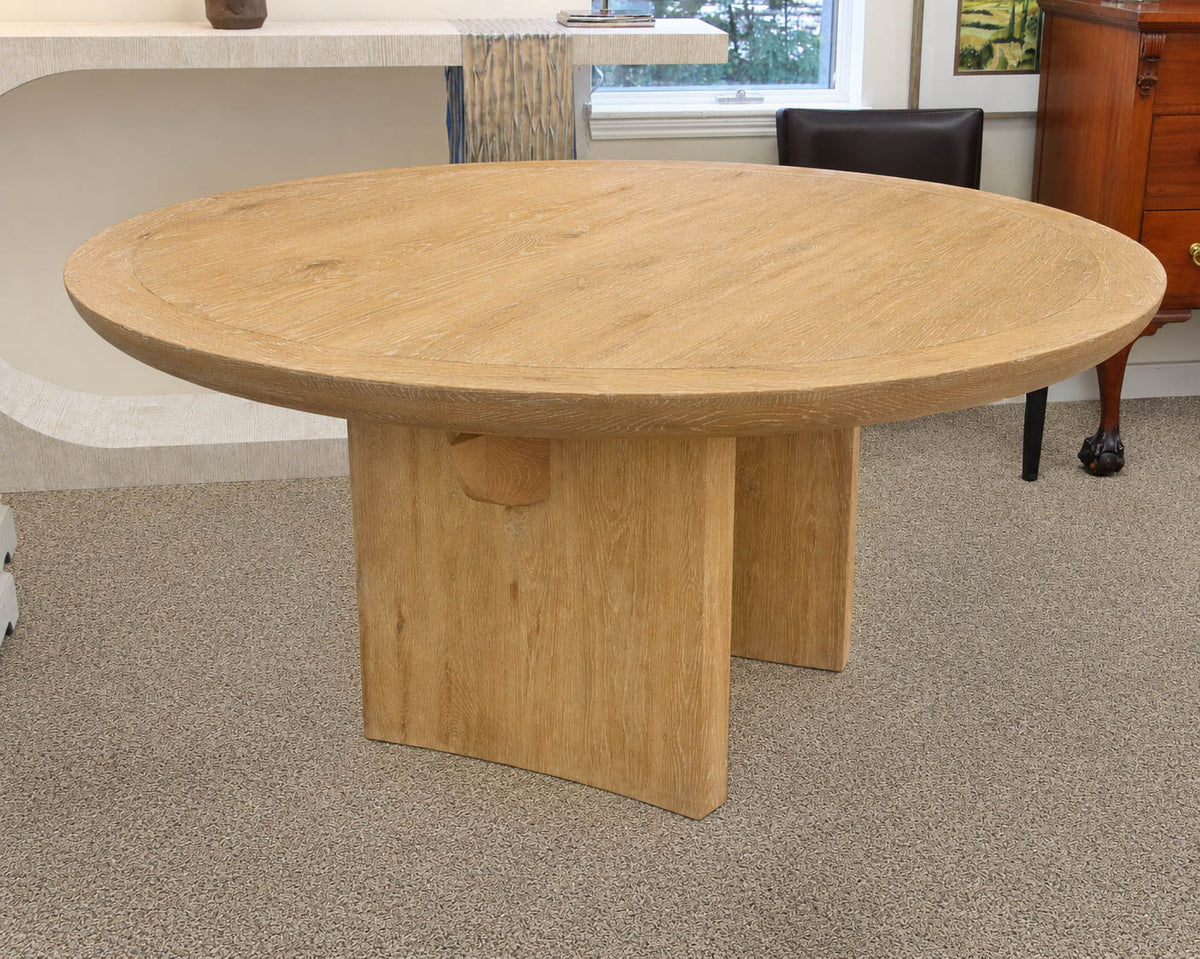 Light Washed Round Dining Table In Natural Reclaimed Wood Finish