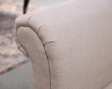 Rollback Chaise in Pale Blush Heather Linen on Turned Black Legs