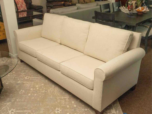 Pottery Barn'Cameron' Oatmeal Boucle  3 Cushion  Rolled Arm Sofa