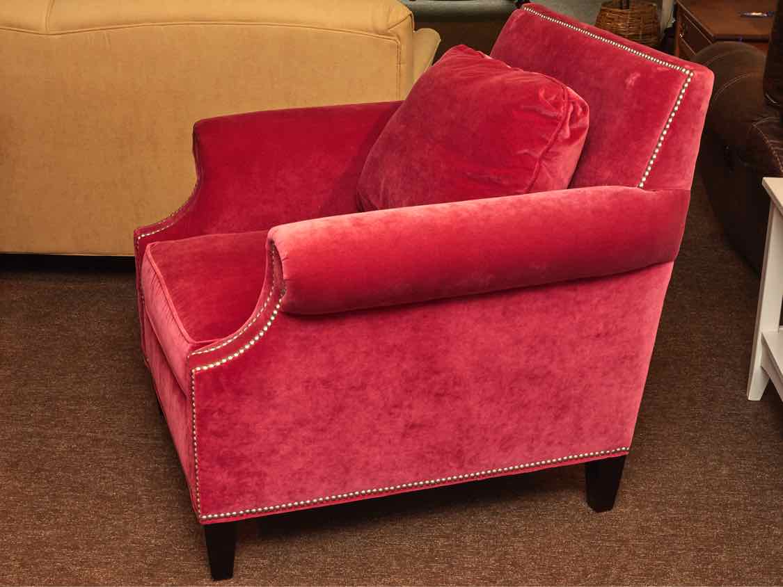 Pair Of Jordan's   Performance Velvet 'Raspberry' Nail Head Chairs