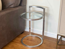 Round Glass and Chrome Side Table