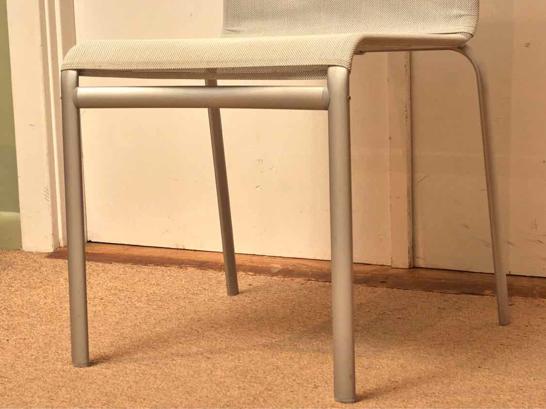 Pair of Grey Coated Finish Dining Chairs with Mesh Fabric