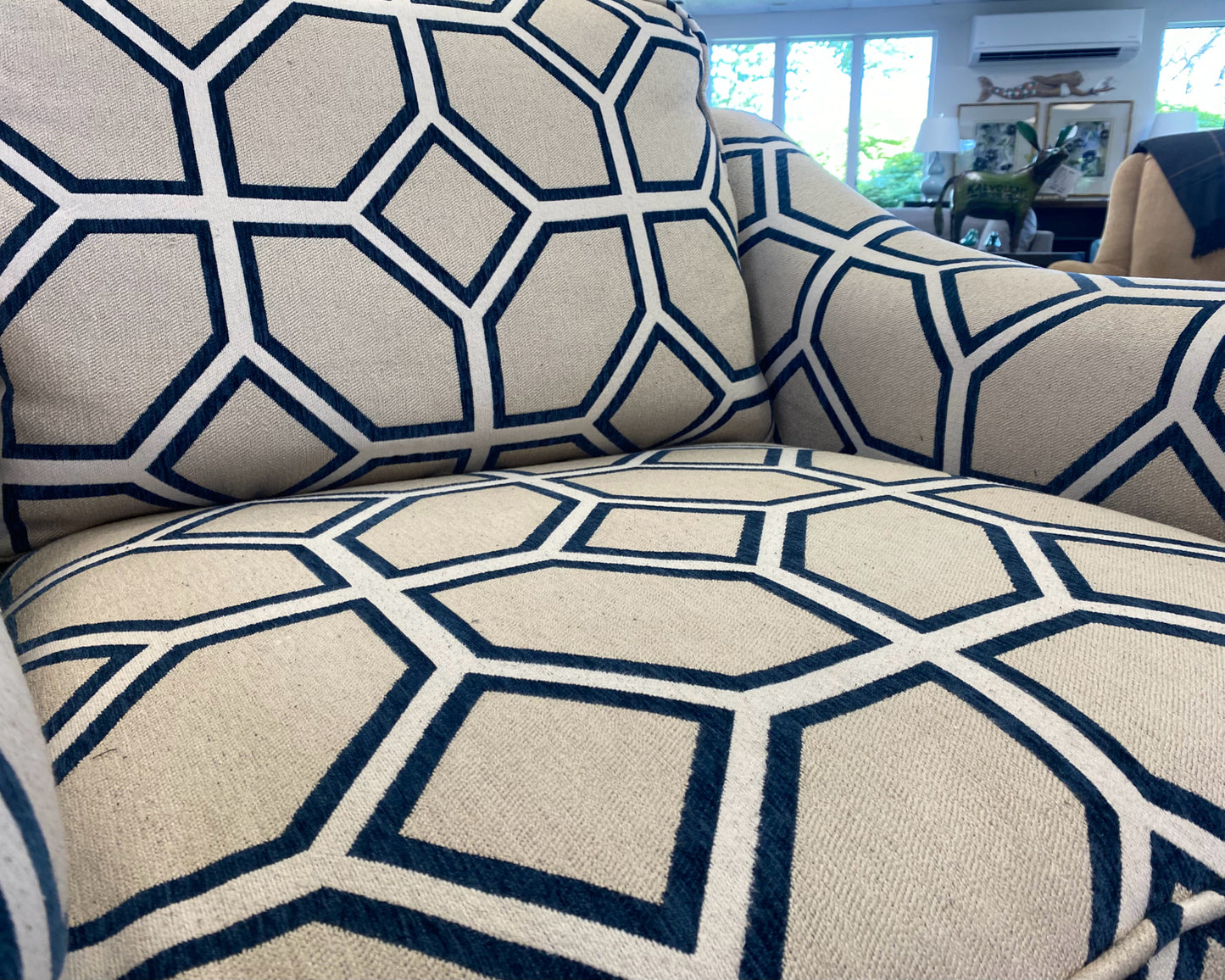 Club Chair & Ottoman in Geometric Fabric Design