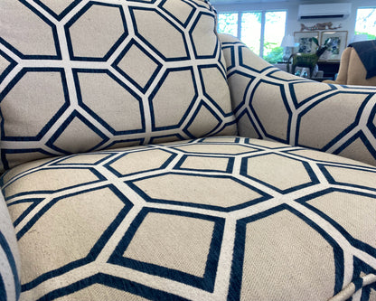 Club Chair & Ottoman in Geometric Fabric Design