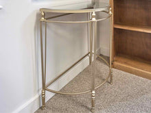 Gold Finish Metal Demi-Lune Accent Table with Mirror Top