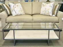Bernhardt Contemporary Glass And Travertine Cocktail Table