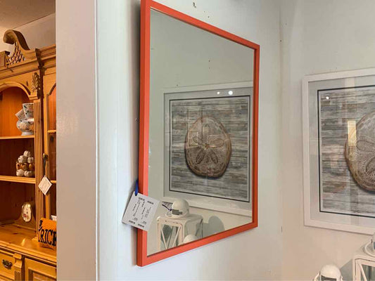 Bright Orange Finish Framed Mirror