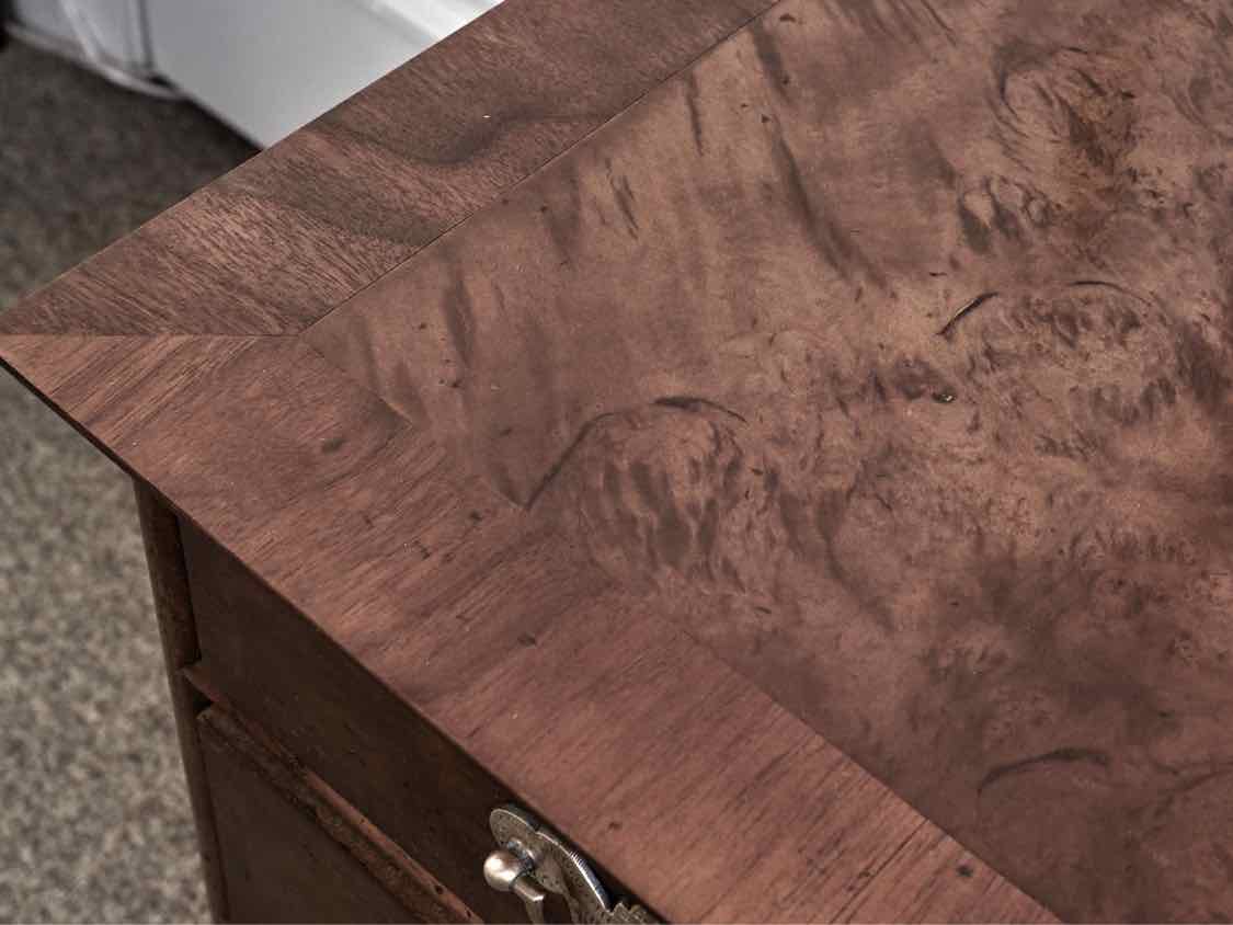 Benchmade Burled Walnut Four Drawer Chest