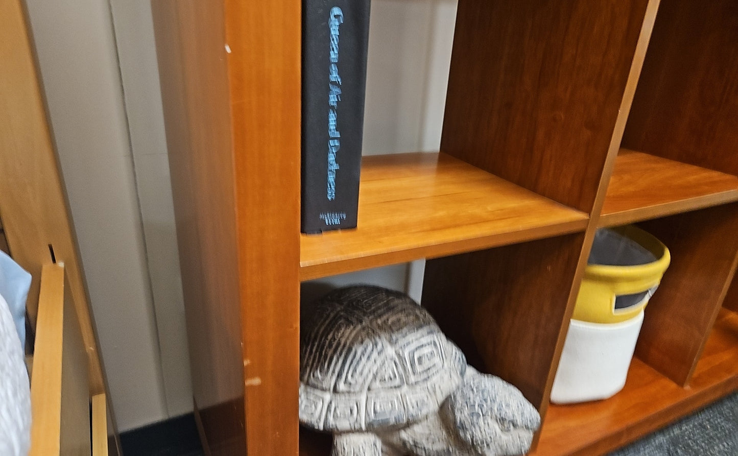 Oak 12-Shelf Etagere on Wheels