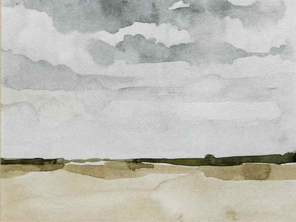 'Field After Rain I' Watercolor Print In White Frame