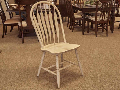 Set of Four Distressed Slat Back Chairs in Cream