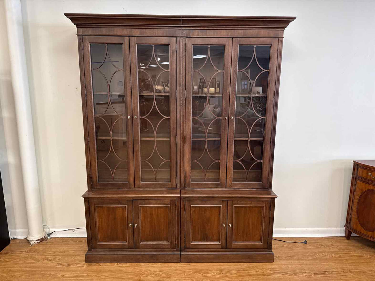Ethan Allen Walnut Lighted China Cabinet
