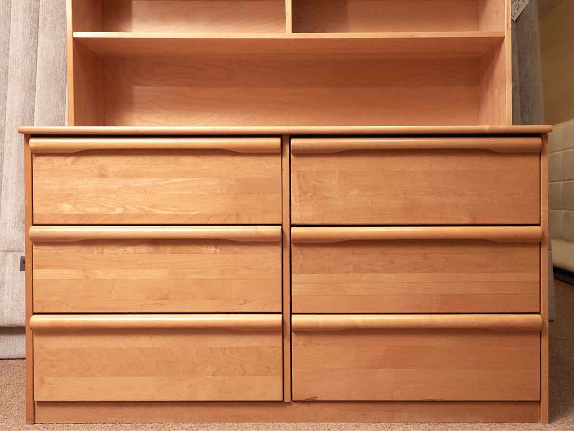 Morigeau Lepine  Maple 6 Drawer Dresser with Hutch Top