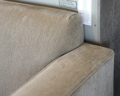 Grey Upholstered Microfiber Tight Back Sofa. 2 Cushion