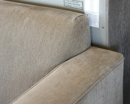 Grey Upholstered Microfiber Tight Back Sofa. 2 Cushion