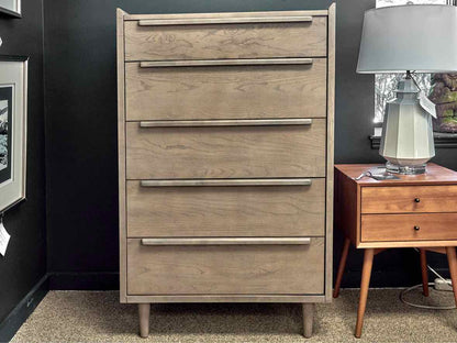 Crate & Barrel Tate 32" 5-Drawer Tall Dresser in Light Stone Finish