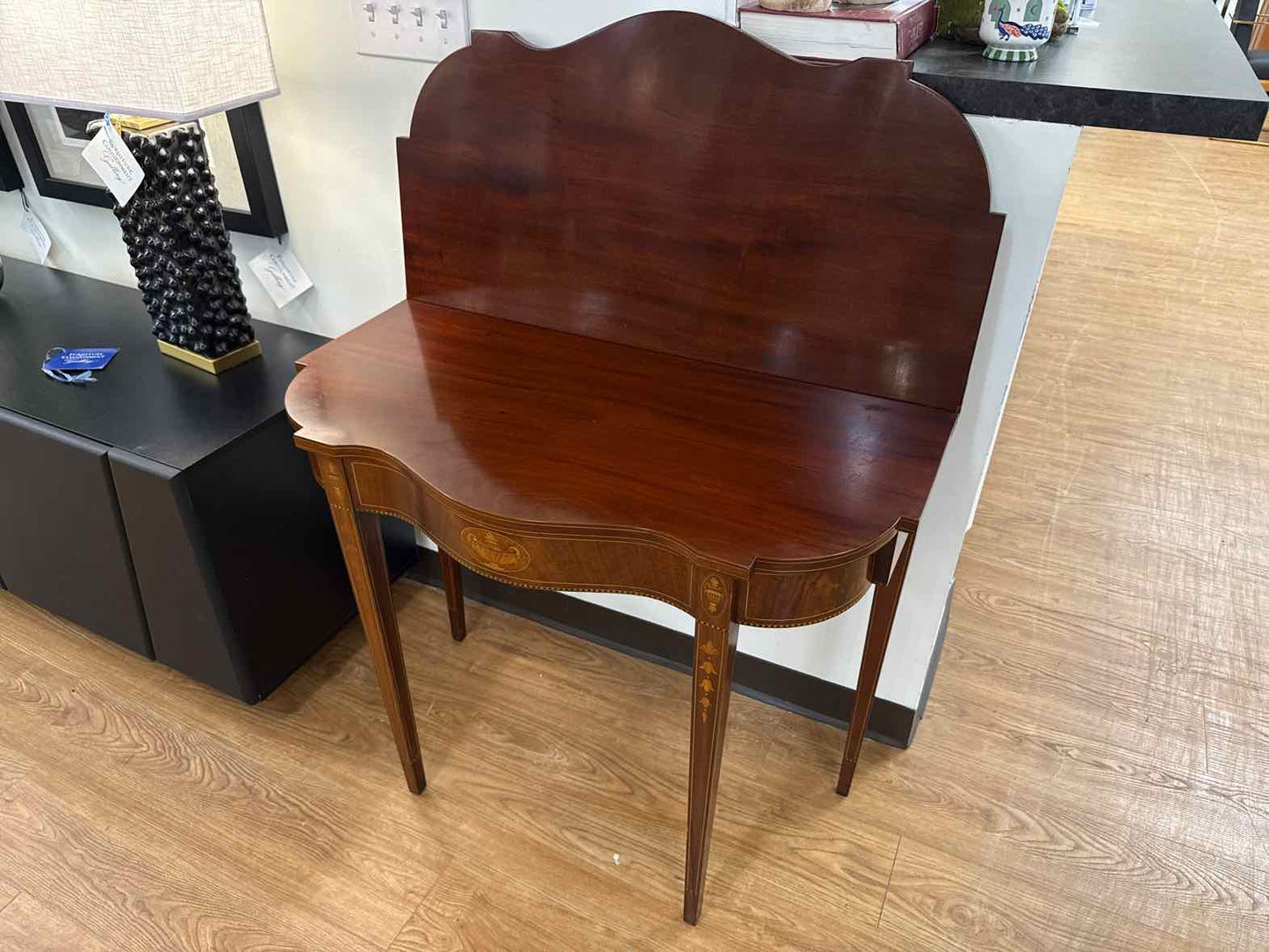 Mahogany Inlaid Flip Top Game Table