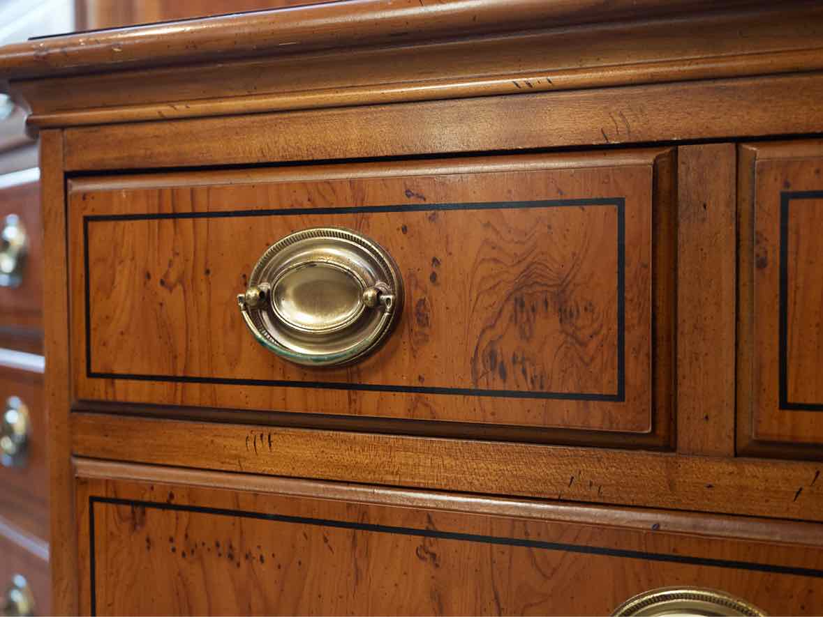 Pair of Drexel Inlaid Burlwood Two Drawer Nightstands