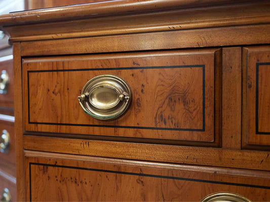 Pair of Drexel Inlaid Burlwood Two Drawer Nightstands