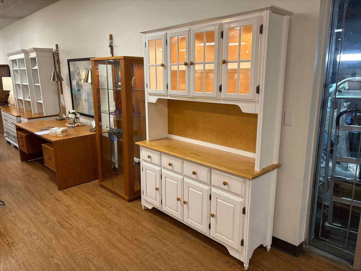 Canadel Maple and White Lighted China Cabinet