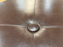 Round Dark Chocolate Leather Ottoman